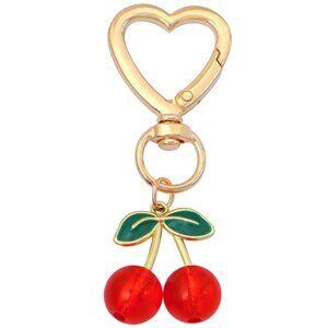 New! Popular!! Hot! Gorgeous sparkle Large Red & Gold Cherries bag charm clip
